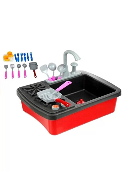 LeanToys Toy Kitchen Sink with Stove, Faucet, and 14 Accessories 2584