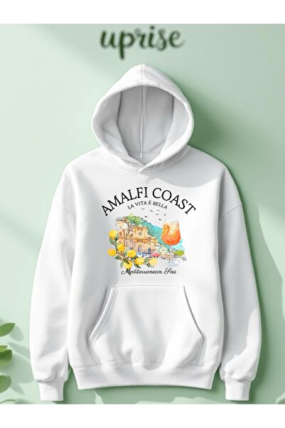 Vordevia سويت شيرت قطني كبير الحجم مطبوع عليه ساحل أمالفي بثلاث خيوط