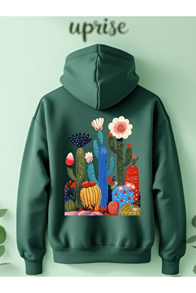 Vordevia Hanorac Kaktüs cu imprimeu din bumbac cu supradimensionat fire O