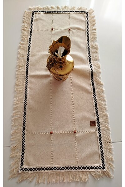 denizli hatırası Buldan Cendere Cloth Lace Authentic Coffee Beaded Handcrafted Antique Fringed 50X135 cm Runner