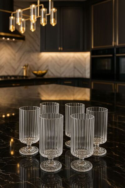 Porselen Diyarı Set of 6 Elegant Coffee Side Glasses 120 ml