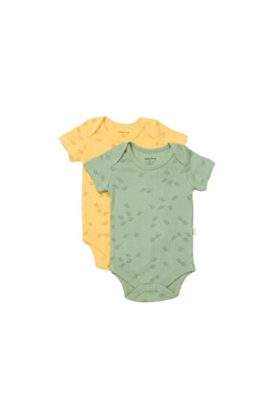 BabyCosy Set 2 body-uri Printed, BabyCosy, 50% modal+50% bumbac, Lamaie/Verde