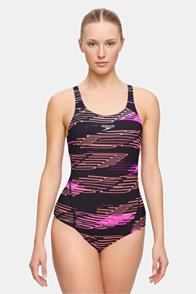 SPEEDO بدلة سباحة نسائية من قطعة واحدة بطبعة كاملة، متعددة الألوان