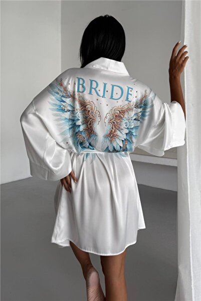COCCOLARSI Seraphina Bride Şifon Saten Kimono / Sabahlık