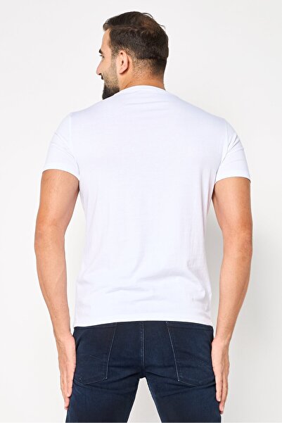 Replay Men Crew Neck Short Sleeve Graphic Print T-Shirt, White