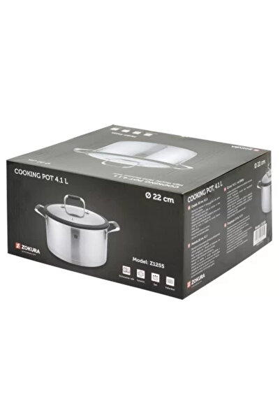 Zokura Stainless steel pot with glass lid, 22 cm/4.1 L -