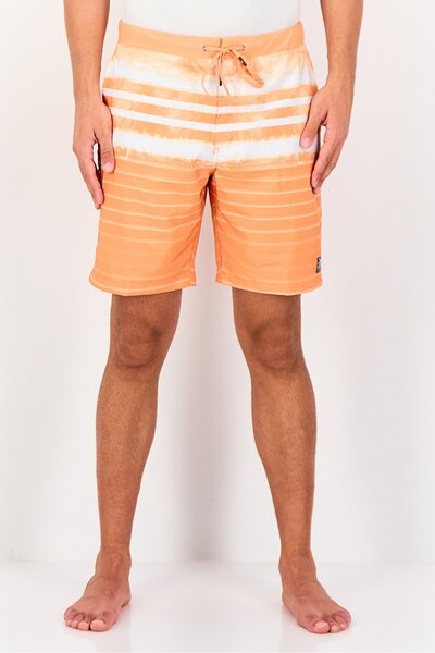 Zeroxposur Men Drawstring Stripe Board Shorts, Multicolor