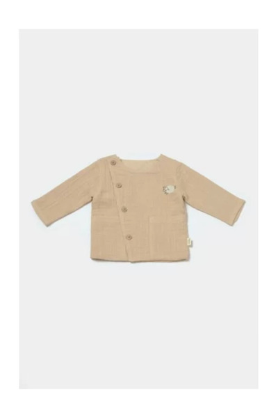 BabyCosy Buttoned cardigan and pants set, Winter Muslin, 100% cotton - Apricot,