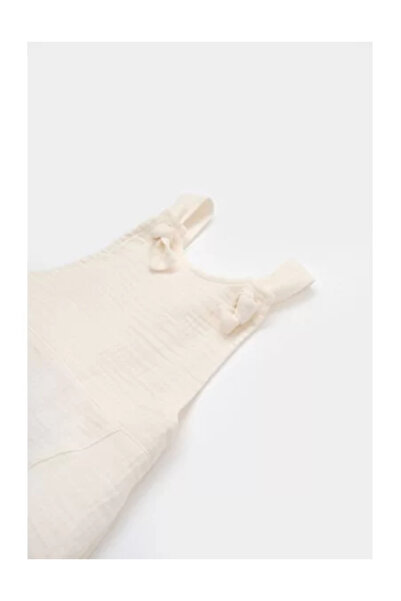 BabyCosy Summer jumpsuit with long trousers made of muslin, BabyCosy, 100% cotton, ecru (Size: 6-9 months)