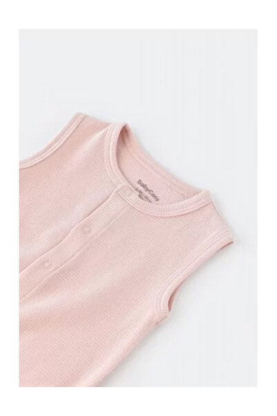 BabyCosy Sleeveless romper with short pants - 100% cotton - Pink, (Size: 12-18 Months)