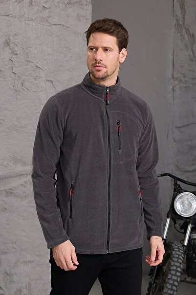 COMBİNE MİCHAİL Erkek Tam Fermuarlı Kışlık Füme Polar Ceket