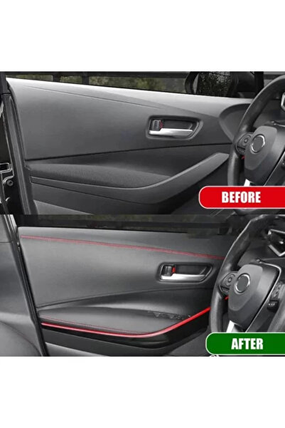 Avex Ornamente decorative pentru interiorul vehiculului, 2m, piele, cusături negre + roșii