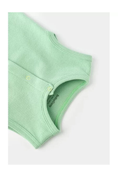 BabyCosy Sleeveless Romper with Short Pants - 100% Cotton - Mint, (Size: 9-12 months)