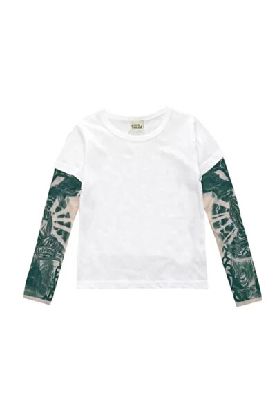 drool Children's White T-Shirt with Tattoo (Size: 100, Model: Model C)