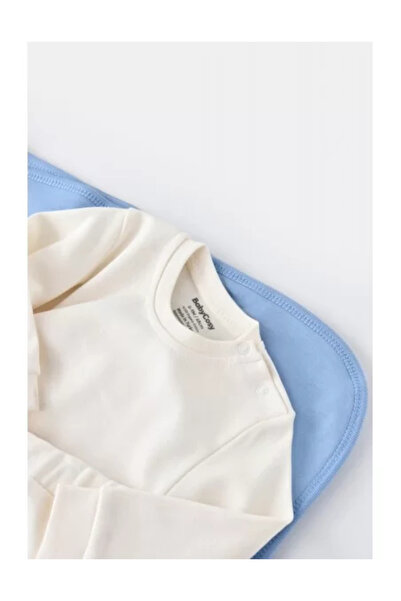 BabyCosy Long sleeve blouse and long pants set - 100% cotton - Ecru