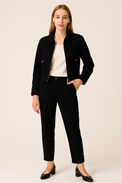 Rich Women's Black Zippered Suit - Modern and Stylish Combination