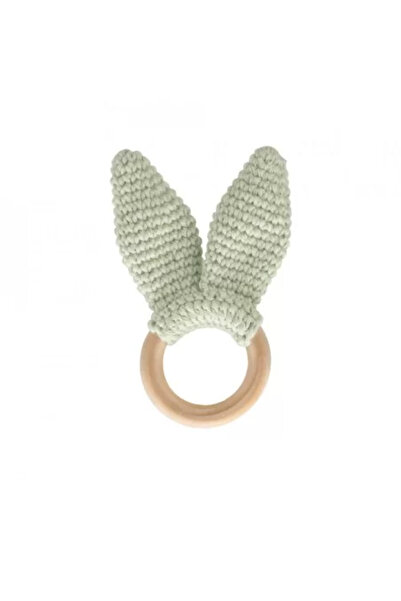 Babyjem Amigurumi Cotton Teething Toy with Wooden Ring (Color: Pink)