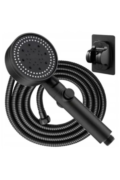 Avex Sada 3 sprchových prvků, moderní sprchová hlavice + flexibilní hadice + nástěnný držák, černá