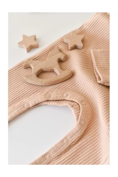 BabyCosy Long Sleeve Romper with Long Pants in Cotton and Modal - Salmon