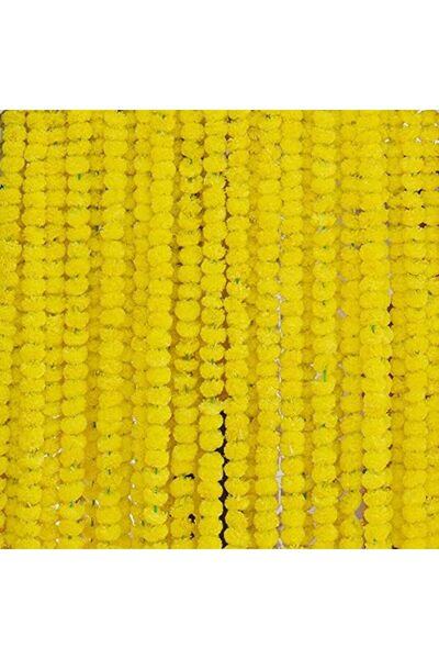 Generic Shreeji Marigold Garland for Decoration 5 Pcs of 5 feet Long Strands Artificial Marigold Flower