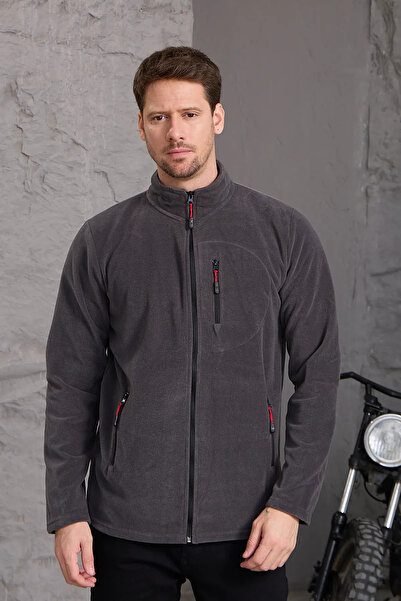 COMBİNE MİCHAİL Erkek Tam Fermuarlı Kışlık Füme Polar Ceket