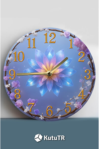 kutuTR MDF Çiçek Motifli Dekoratif Duvar Saati – 33x33 cm SDW392