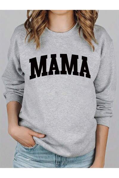 Deocept Women's Mama Mother Style Oversize Crew Neck Sweatshirt