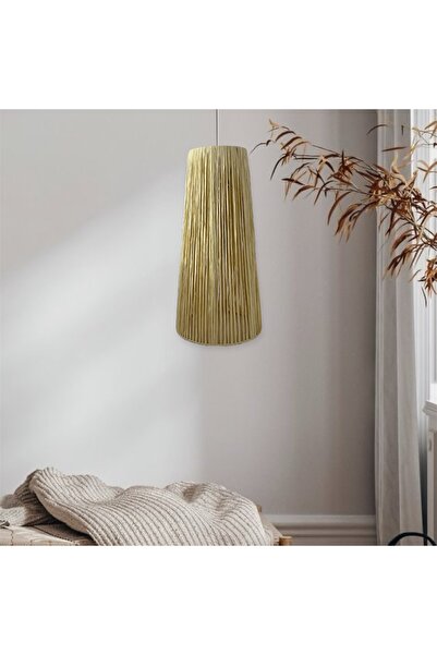 MİESSA 1 adet uzun avize başlığı/mumluk, rafya avize, rustik tarz avize başlığı/fener