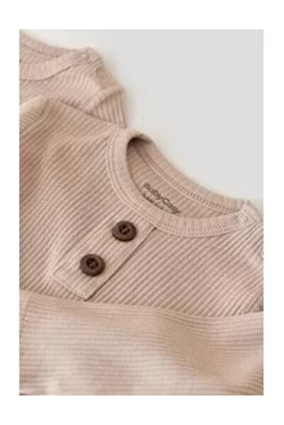 BabyCosy Long-sleeved romper with long pants made of cotton and modal - Green (Size: 12-18 m