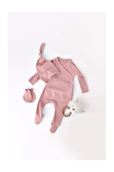 BabyCosy Set 4 piese: bluză, pantaloni, căciulă și mănuși - Rose, (Mărime: 6-...