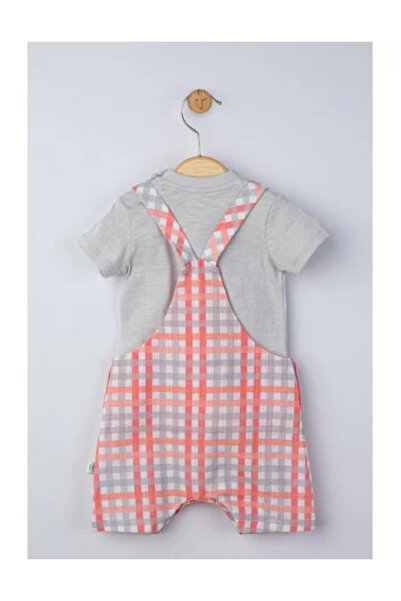 Tongs Baby Set salopeta cu tricou in carouri pentru bebelusi