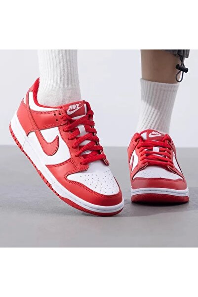 Nike Dunk low kırmızı beyaz deri unisex sneaker spor ayakkabı - fb9109-119