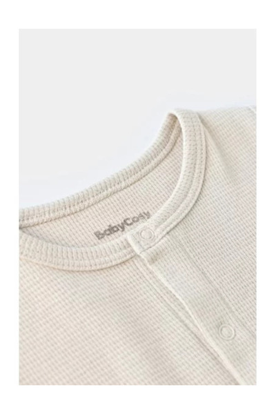 BabyCosy Sleeveless Romper with Shorts - 100% Cotton - Stone, (Size: 3-6 Months)