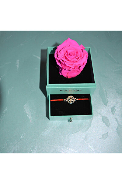 velve Martisor bratara in cutie cu sertar si trandafir criogenat, Fucsia