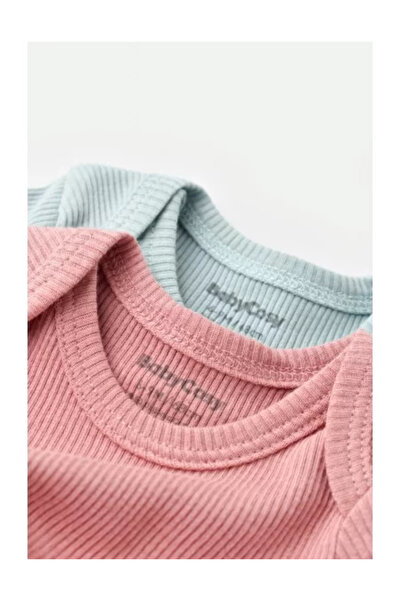 BabyCosy Set of 2 unisex baby bodysuits made of cotton and modal - Mint/Rose