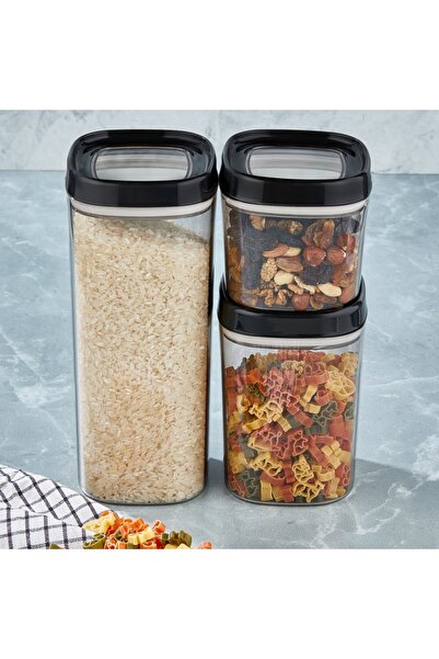 CERONNI Bonny Food Storage Container Set of 12, 1.8 Lt, 1 Lt, 600 Ml, Black