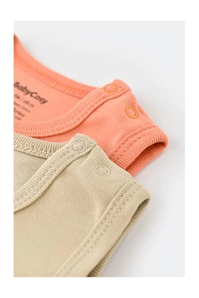 BabyCosy Set 2 sleeveless bodysuits unisex baby - 100% cotton - Pink/Cream