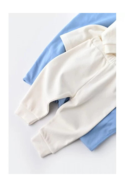 BabyCosy Long sleeve blouse and long pants set - 100% cotton - Ecru