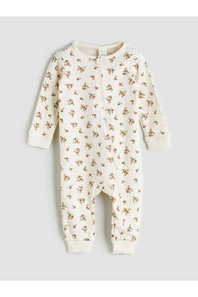 LC Waikiki Ecru Crew Neck Floral Baby Girl Romper Set of 2