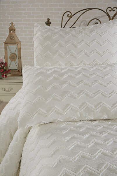 Casa Moor Peru Çift Kişilik Yatak Örtüsü Seti Ekru