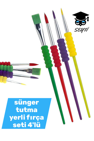 SEYFİKİRTASİYE sünger tutma yerli fırça seti 4'lü