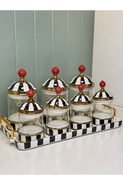 dunyazuccaciye Shine Porselen Tepsili Vakumlu / Cam Baharatlık