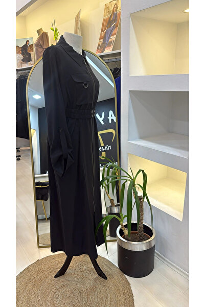 Nuss Full Length Zipper Dress - Black 2001