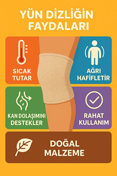 5.MEVSİM Wool Knee Pads (2 Pcs Right-Left) Knee Chronic Pain with 50% Sheep Wool - Unisex