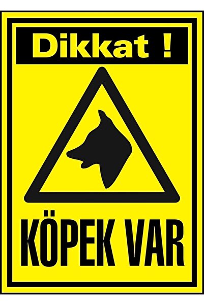Genel Markalar Dikkat Köpek Var Uyarı Levhası 17,5 X 25 Cm