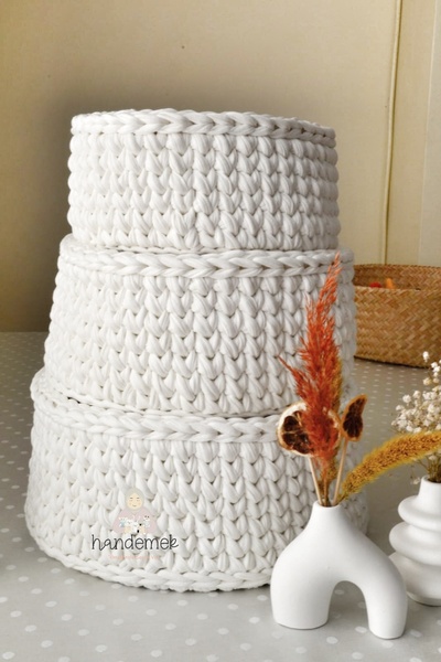 HANDEMEK ÜÇLÜ ÇOK AMAÇLI ORGANİZER SEPET SETİ