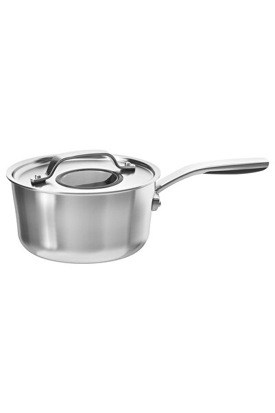 IKEA SENSUELL Saucepan with lid, stainless steel/grey, 2.4 l