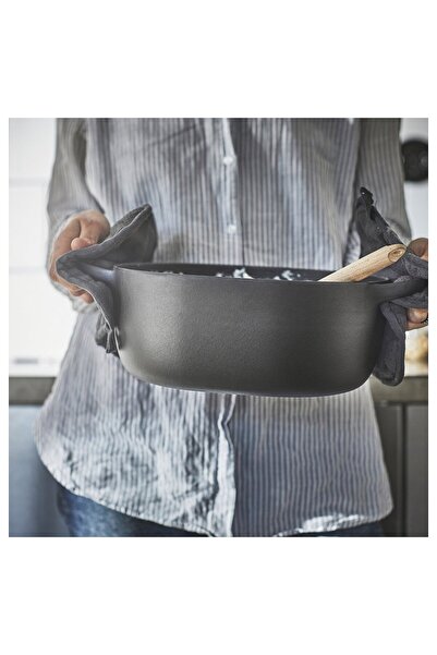 IKEA VARDAGEN Casserole with lid, enamelled cast iron matt/black, 5 l