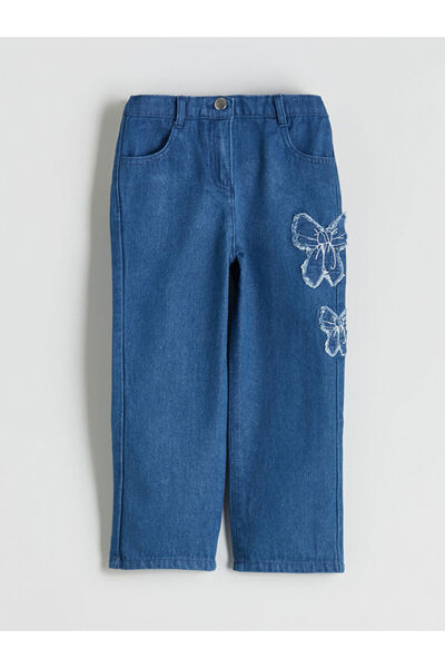 LC Waikiki Elasticated Waist Bow Embroidered Girls Jeans