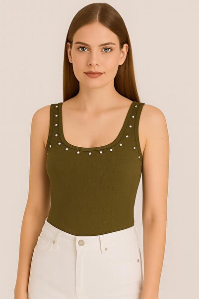 MELOOX Stone Detailed Ribana Strap Blouse - Women's Stylish Casual Fashion